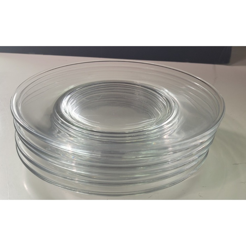 Lot of 6 Vintage Clear Glass Salad Luncheon Plates 7.5"